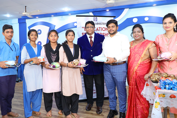 Grace Ministry, Bro Andrew Richard contributed 50 poor students free education scholarship at its centre on account of Christmas season in Mangalore here on Dec 15th, Sunday, 2019. 